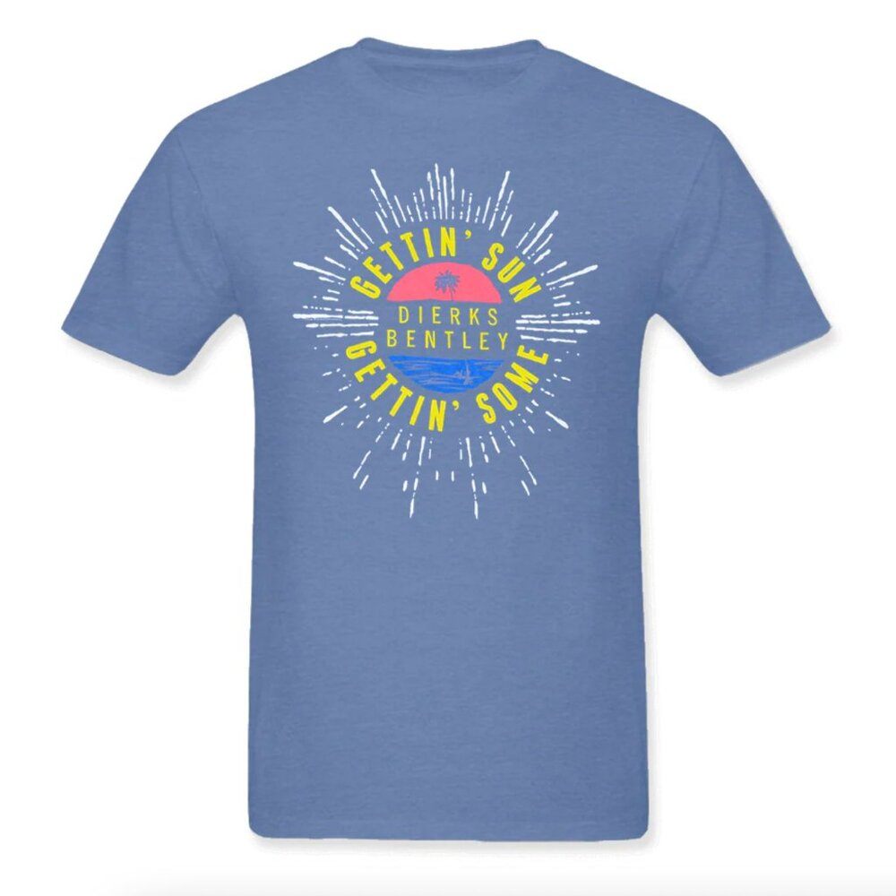 Dierks Bentley Concert T-Shirt Heather Blue Gettin' Sun Tee Comfy Casual Unisex